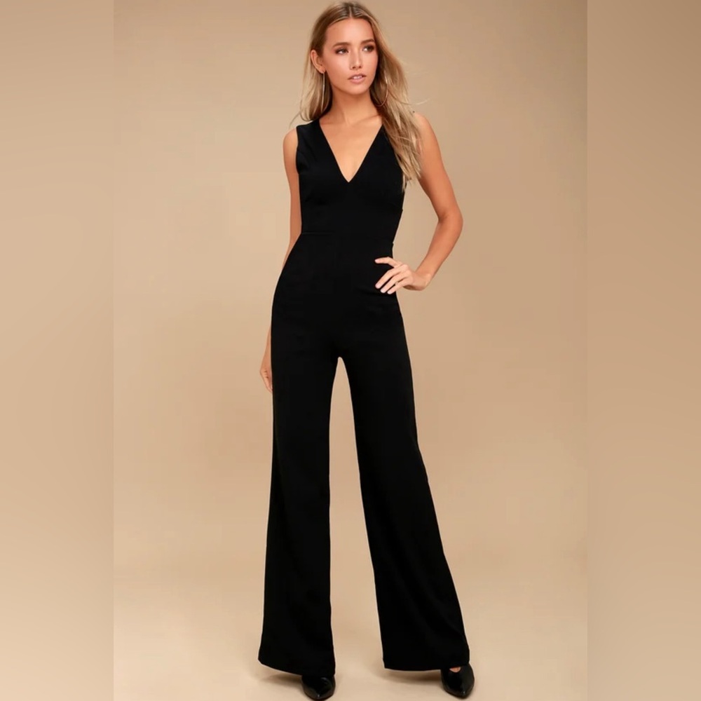 Lulu’s Ready For It Black Sleeveless Wide-Leg Jumpsuit